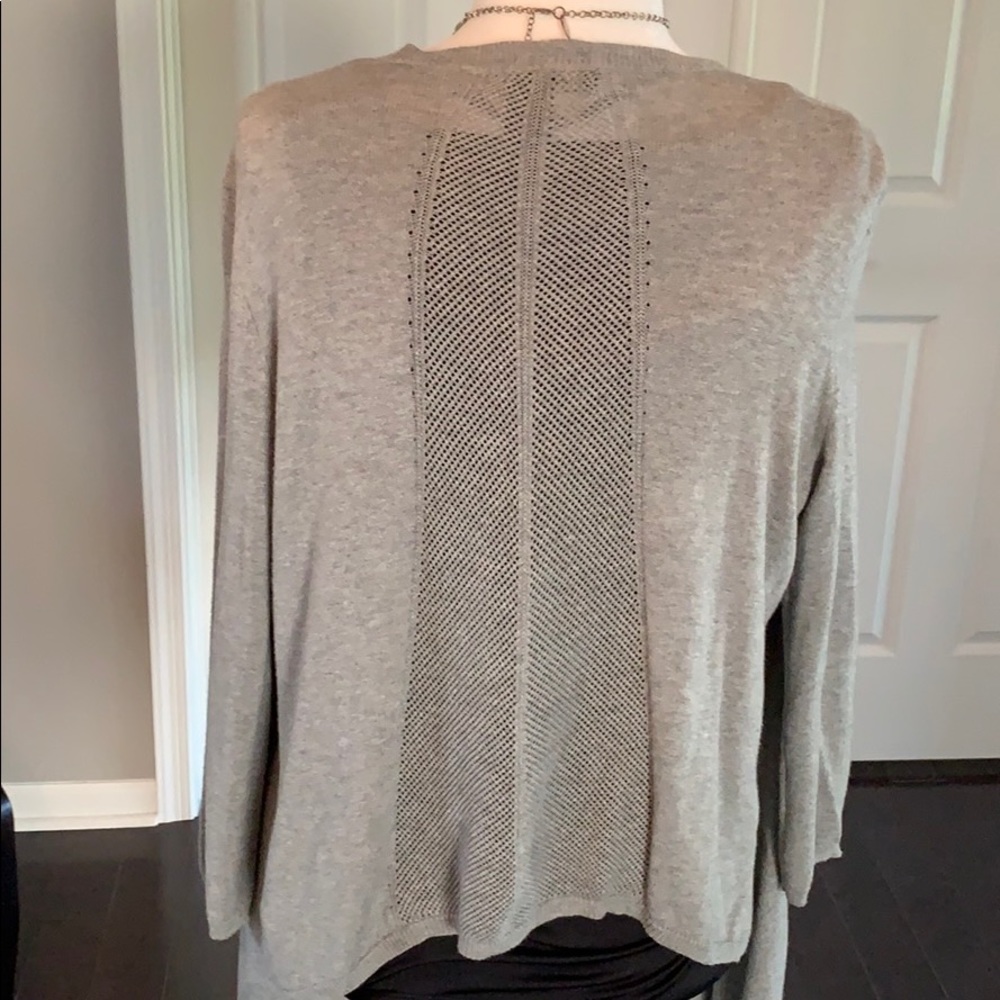 DKNY Jeans Gray hi-low open cardigan sweater - Picture 7 of 7